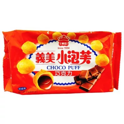 義美小泡芙 (巧克力/草莓/牛奶/牛奶布丁/黑可可/檸檬) 57G口味:巧克力