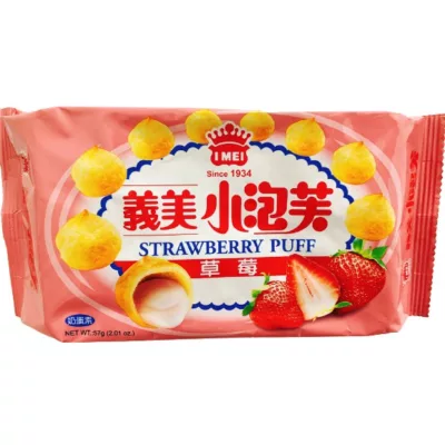 義美小泡芙 (巧克力/草莓/牛奶/檸檬/牛奶布丁/黑可可) 57G【佳瑪】草莓