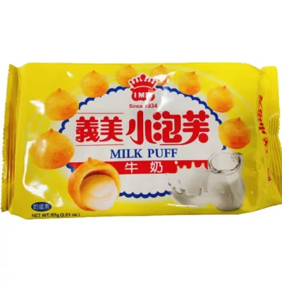 義美小泡芙 (巧克力/草莓/牛奶/牛奶布丁/黑可可/檸檬) 57G口味:牛奶