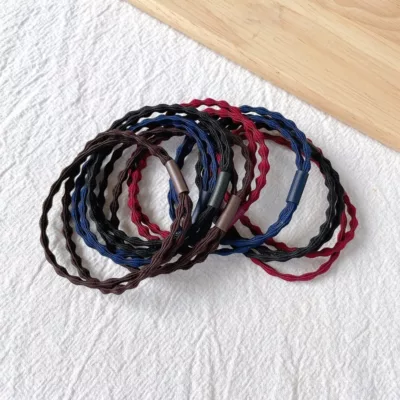 波浪雙線條O束 髮圈 淺色/深色髮飾 O型束 不咬頭髮款式:深色