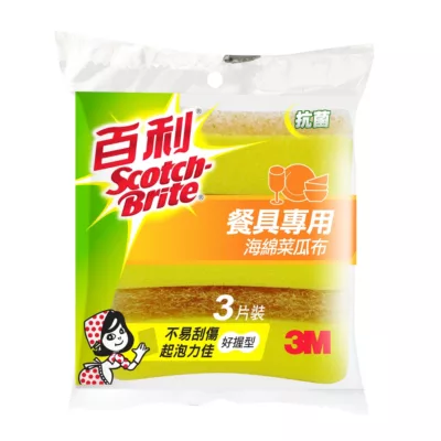 3M 百利 海綿菜瓜布 餐具專用 小黃3入 大掃除