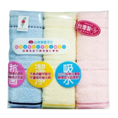 台灣製橫紋素色毛巾 3入