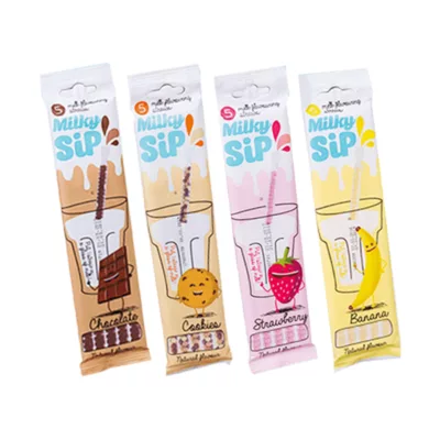 MILKY SIP 神奇 牛奶吸管(巧克力/草莓/香蕉/餅乾)一包5入【佳瑪】草莓季餅乾