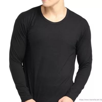 瑪榭男用磨毛保暖衣(圓領) M-XL【佳瑪】L-黑