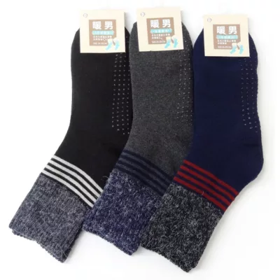 止滑男毛襪 菱格/格紋/條紋/方格【佳瑪】(條紋) 9094