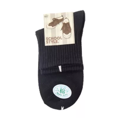 純棉休閒1/2襪 SS166 黑 22-24CM