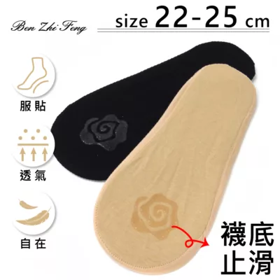 無縫防滑襪套22-25cm 隱形襪 止滑規格:黑色