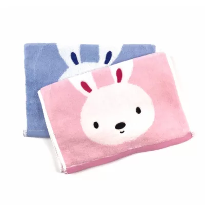 無撚兔頭柔軟童巾2色25x50cm(混色)