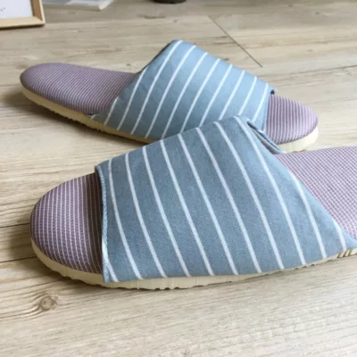 舒活布拖鞋條紋灰藍L【佳瑪】