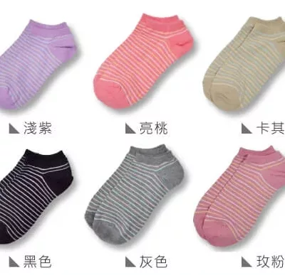 貝柔少女船襪 22-26CM 條紋/學院風款式:條紋