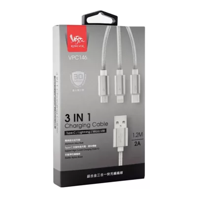 鋁合金三合一快充線【佳瑪】銀色