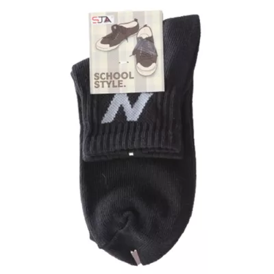 純棉休閒1/2襪 N字/英國旗 黑 22-24CM款式:N字