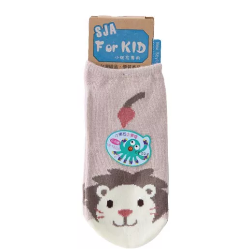 SJA 直版止滑童襪 獅子/免子/貓頭鷹/浣熊 16-18cm【佳瑪】獅子