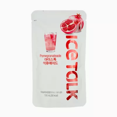 韓國ICE TALK袋裝飲料系列(檸檬風味/水蜜桃/藍莓/白葡萄/百香芒果/奇異果/西瓜/榛果咖啡/石榴)190ml【佳石榴