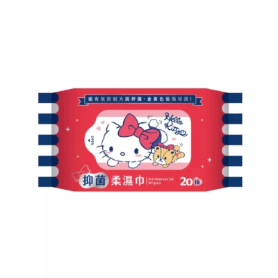 Hello Kitty柔濕巾20抽(綠茶/純水/抑菌)款式:抑菌柔濕巾20抽