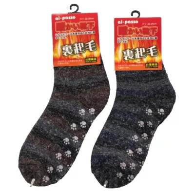 斑馬條紋止滑毛襪 22-26CM【佳瑪】