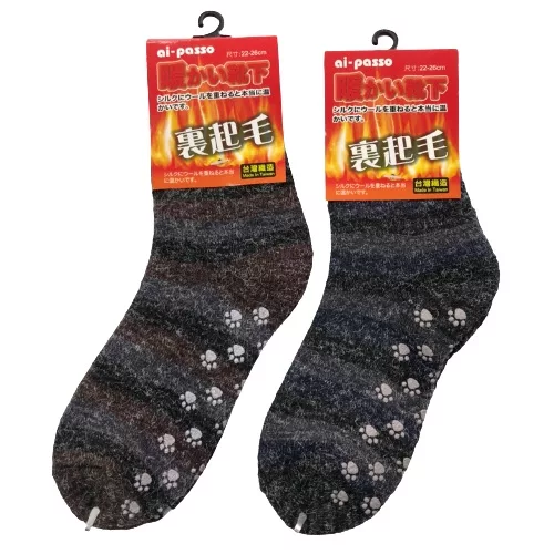 斑馬條紋止滑毛襪 22-26CM【佳瑪】