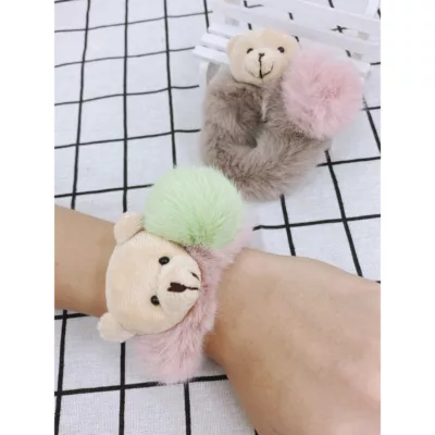 小熊造型髮圈/髮束/大沙夾 【佳瑪】熊頭毛球毛圈束