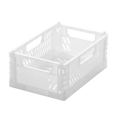 日本摺疊收納籃495 M90 灰/白/深藍/卡其顏色:白