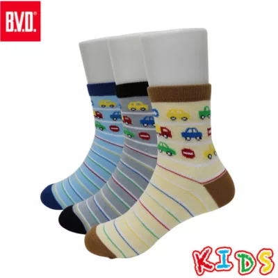 BVD 汽車條紋1/2童襪 13-16CM、17-21CM【佳瑪】13-16cm 灰色