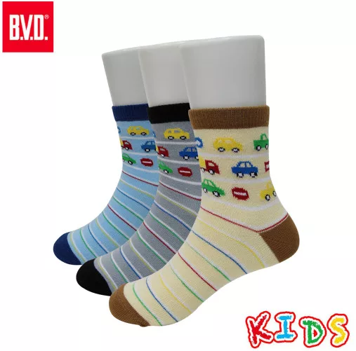 BVD 汽車條紋1/2童襪 13-16CM、17-21CM【佳瑪】13-16cm 灰色