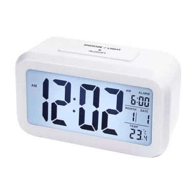 日本AWSON歐森 簡約光控電子鐘 智能鬧鐘/大數字時鐘 黑/白/粉 ATD-5351顏色:初雪白
