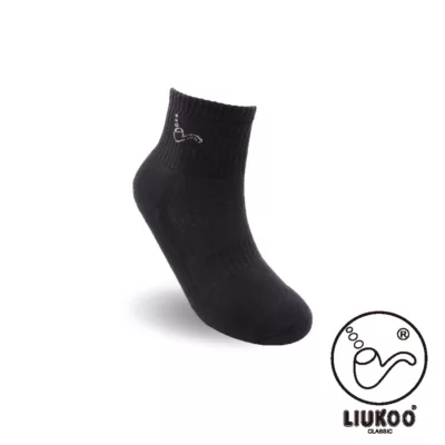 LIUKOO煙斗 毛巾底運動襪 休閒襪 24-26CM顏色:黑