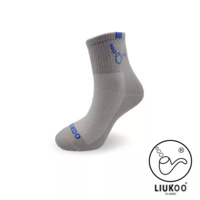 LIUKOO煙斗 簡約涼感紗 休閒襪 1/2襪 22-26CM【佳瑪】淺灰