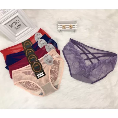 鏤空交叉繫帶石墨烯底布絲質內褲【佳瑪】