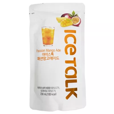 韓國ICE TALK袋裝飲料系列(檸檬風味/水蜜桃/藍莓/白葡萄/百香芒果/奇異果/西瓜/榛果咖啡/石榴)190ml【佳百香芒果