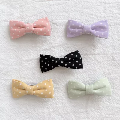 領結布壓夾3入組-點點蝴蝶結髮夾