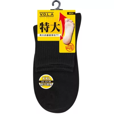 VOLA特大加大1/2襪 素色 28-32CM【佳瑪】黑
