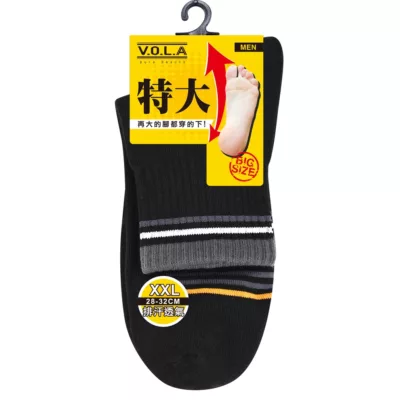 VOLA特大加大1/2襪 滾邊條紋 28-32CM【佳瑪】黑