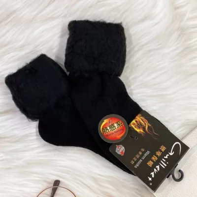 熱感系 禦寒保暖 反折 內刷毛襪 素色好搭 【佳瑪】毛襪 內刷毛 保暖黑