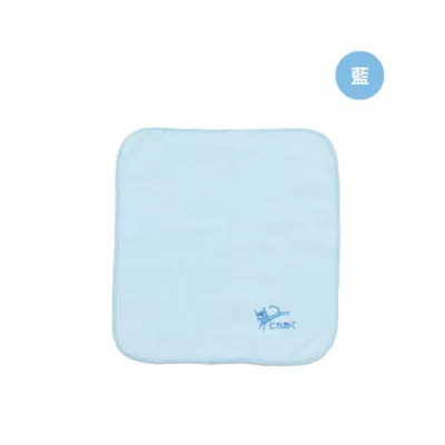 CAT刺繡小方巾 純棉毛巾 手帕 口水巾 擦手巾 貓咪 刺繡 上學 小孩 好收納顏色:藍