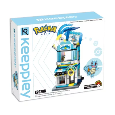 Qman兒童啟蒙積木 精靈寶可夢積木【佳瑪】傑尼龜的衝浪用品店