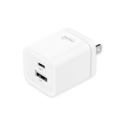 E-books B59 智能12W Type-C+USB雙孔快速充電器 充電頭 豆腐頭 BSMI合格認證規格:白