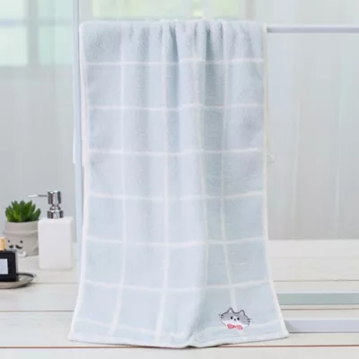 純棉格子貓毛巾 3色 1826-M 34x74CM