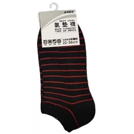 細條紋氣墊船襪 22-26CM【佳瑪】黑紅