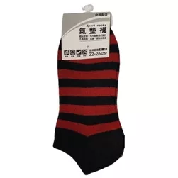 粗條紋氣墊船襪 22-26CM【佳瑪】黑紅
