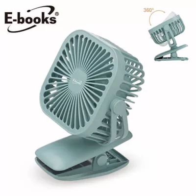 E-books 夾式360度任意轉充電風扇K27【佳瑪】綠