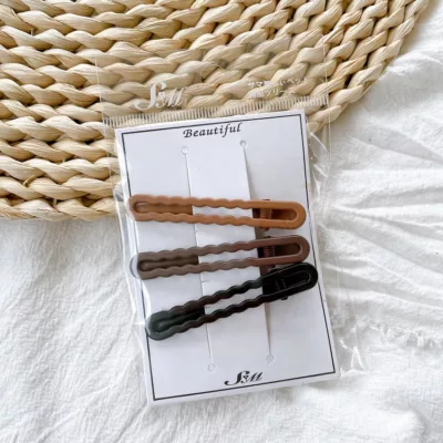 霧面 大地色系 鴨夾 壓夾 3入 波浪/鴨嘴/8字型 無限造型【小女子】髮飾 髮夾波浪