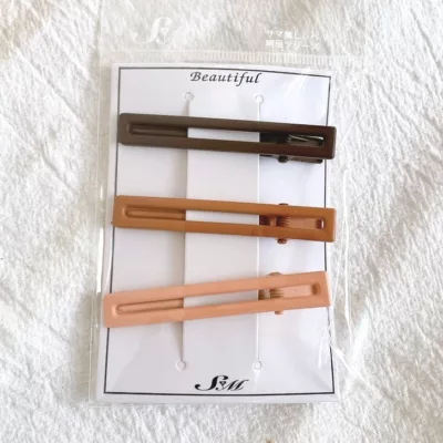 質感大地色長方形鴨夾/水滴型BB夾 3入款式:長方形