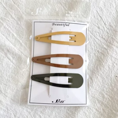 質感大地色長方形鴨夾/水滴型BB夾 3入款式:水滴型