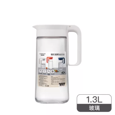樂扣 Lock&Lock 簡約濾網玻璃冷水壺1.3L【小女子】白