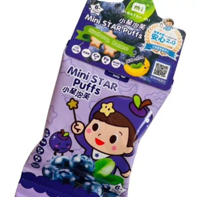 Master Mi 米大師-小星泡芙(草莓蘋果/小魚海帶/藍莓香蕉/青蘋果香蕉)8g*4口味:藍莓香蕉