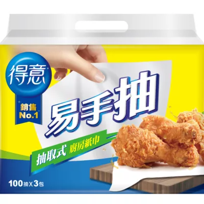得意易手抽抽取式廚房紙巾100抽3包