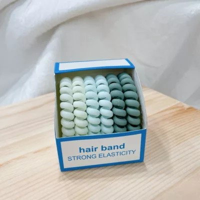 韓系霧面質感盒裝漸層色 電話線髮圈 6入 馬尾造型 不咬頭髮【佳瑪】造型髮束 電話線圈豆沙白