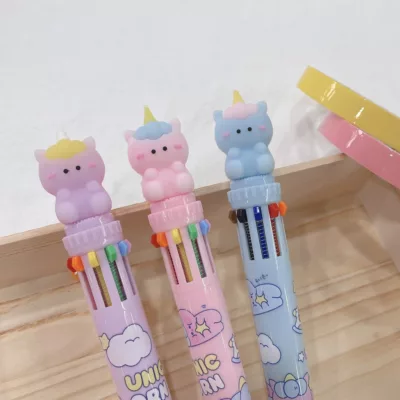 獨角獸10色圓珠筆(KK-7113)_共3色【小女子】多色原子筆 胖胖筆