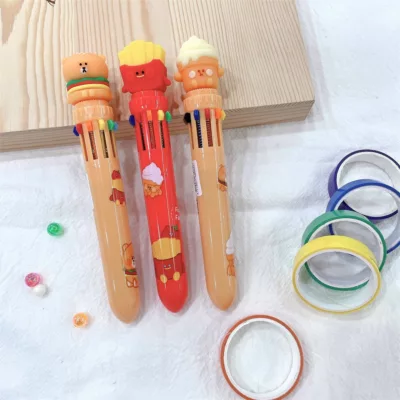 吃貨聯盟/漢堡/薯條/冰淇淋10色圓珠筆(KK-7979)_共3款多色原子筆 胖胖筆